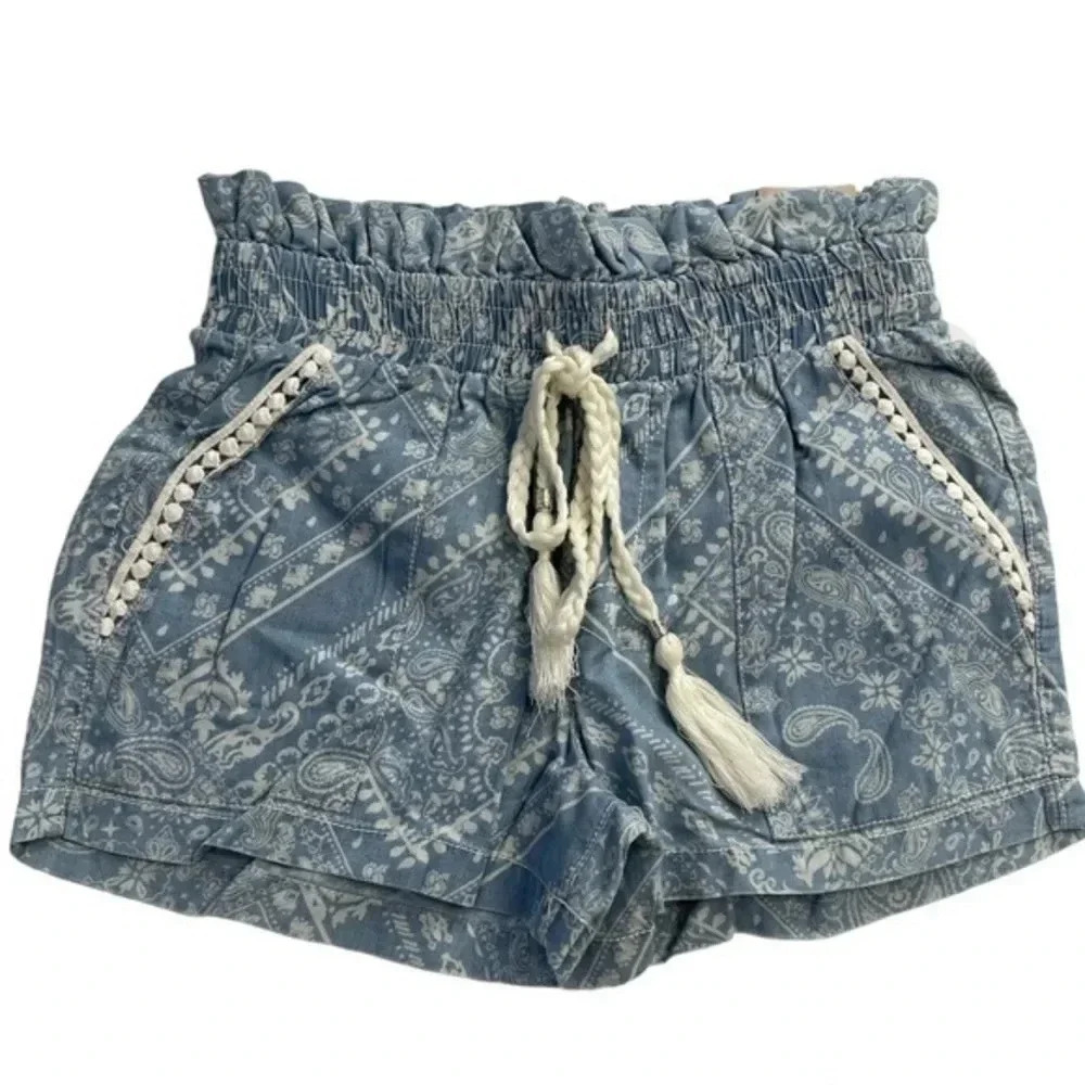Wallflower Juniors Printed Shorts Sammy Blue‎ Size XS